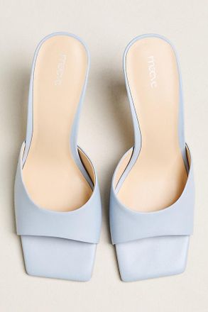 Maeve Metal Bow Open-Toe Mule Heels