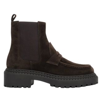 Estro & Luminara Premium Velour Chelsea Laarzen met Chunky Zool - Dames - Schoenen - Bruin - Maat: 40 EU Su&egrave;de