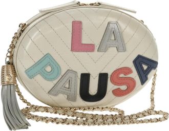 Chanel La Pausa Evening Bag Chevron Lambskin With Applique White Leather Bag (Pre-Owned)