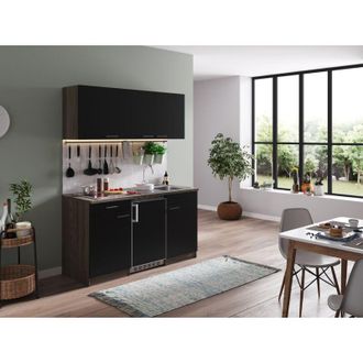 Respekta Cucina Cucinino Cucina Singola Rovere York Nero Oliver 150 cm Respecta
