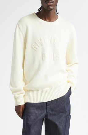 Givenchy Embroidered Logo Crewneck Sweater in Ecru at Nordstrom, Size X-Large