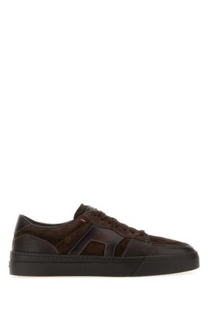 Santoni Dark Brown Lace Up Sneakers