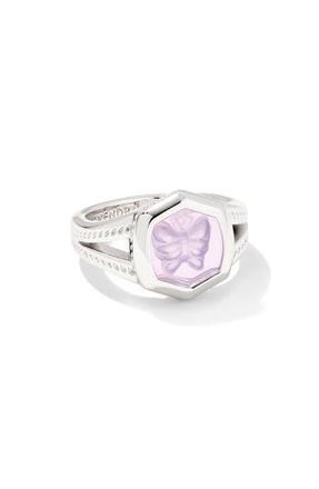 Kendra Scott Davie Intaglio Butterfly Statement Ring in Rhodium Lavender Opalite at Nordstrom Rack, Size 9