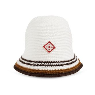 Casablanca Gehaakte bucket hat - unisex - Hoeden - Wit - S/M - Katoen - Accessoires