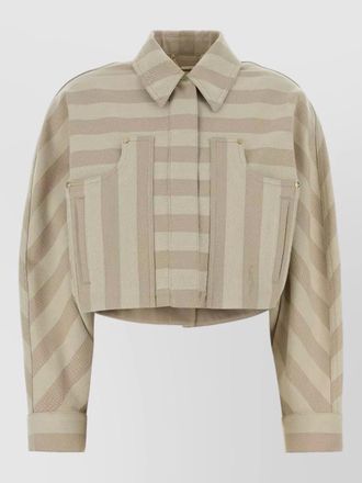 Fendi striped cropped drill jacket front pockets