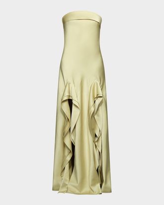 Et Ochs Vernon Strapless Draped Side-Slit Gown