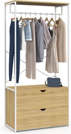 IDMarket Armadio A 2 Cassetti L. 80 Cm Detroit Design Industriale Legno E Metallo Bianco