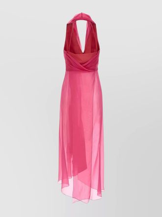 Alberta Ferretti draped halterneck flowy sheer maxi top