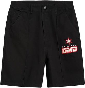 Criminal Damage Star Logo Cotton Shorts in Black at Nordstrom, Size Xx-Large