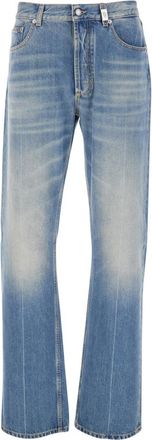 Alexander McQueen Blue Logo Straight Fit Jeans