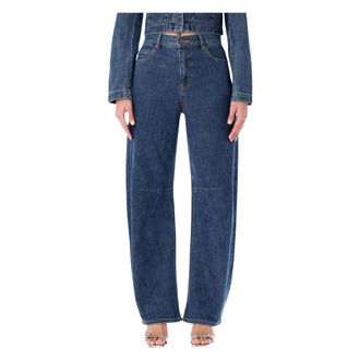 Self Portrait Loose Fit Jeans, female, Blue, W25, Barrel Leg Jeans