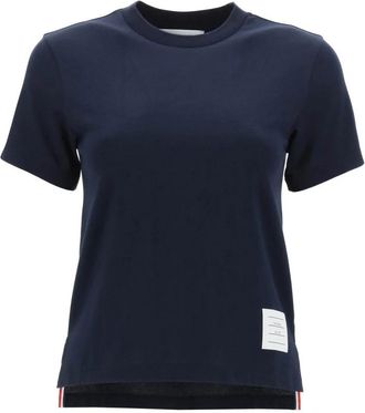 Thom Browne Klassiek Katoenen T-shirt - Dames - T-shirts - Blauw - S - Katoen - Tops