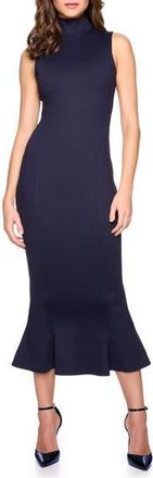 Susana Monaco Mock Neck Trumpet Hem Midi Dress in Midnight at Nordstrom Rack, Size X-Small