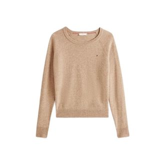 Tommy Hilfiger Truien - Dames - Ronde hals truien - Beige - S - Leer - Truien & Vesten