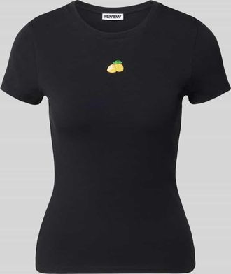 Review Slim Fit T-Shirt mit Motiv-Stitching in Black, Gr&ouml;&szlig;e XL