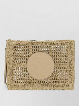 Tory Burch clutch bag woven texture wrist strap