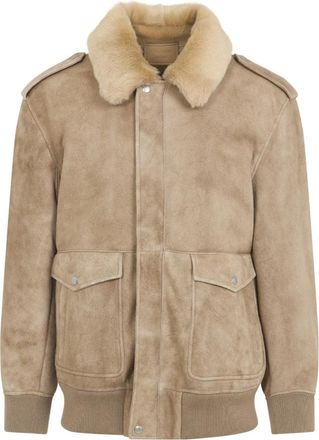 Prada Luxe Leren Jas Naakt Neutraal - Dames - Leren en Su&egrave;de Jassen - Beige - S - Jassen