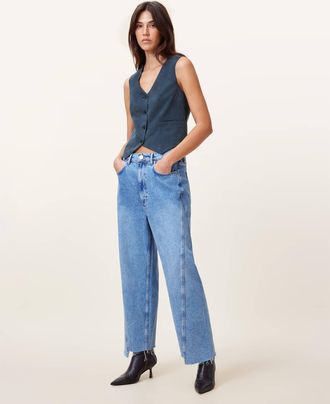 AllSaints Womens Lyocell/Modal Averie Tencel Relaxed Fit Waistcoat, Size: UK 16/US 12