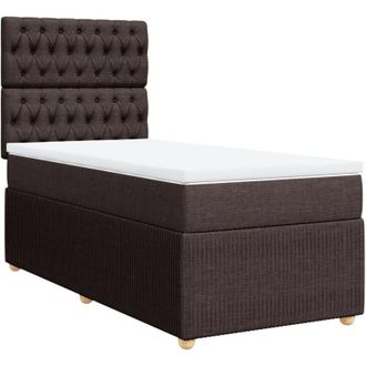 vidaXL Cama Box Spring Con Colch&oacute;n Tela Marr&oacute;n Oscuro 90x200 Cm Vidaxl