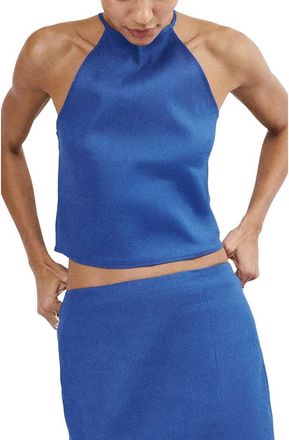 Mango Sleeveless Linen Blend Top in Blue at Nordstrom, Size X-Small