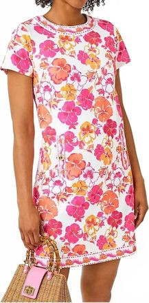 Lilly Pulitzer Linnea Shift Dress In Resort White Pansy Fansy Engineered