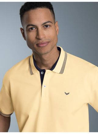 Trigema Poloshirt TRIGEMA TRIGEMA Poloshirt mit kontrastfarbigen Akzenten, Herren, Gr. 4XL, gelb (vanille), 100% Baumwolle, Basic, Shirts Poloshirt