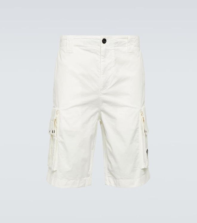 Cotton-blend twill cargo shorts