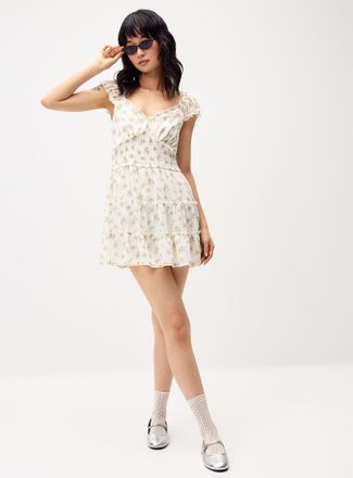 Twik Womens Floral ruffled veil dress