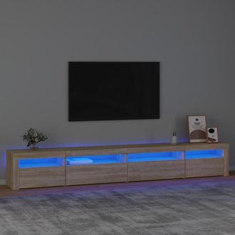Berkfield Home TV Cabinet with LED Lights Sonoma Oak 270x35x40 cm in Brown | Size: 270 x 35 x 40 cm