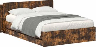 vidaXL Estructura De Cama Con Almacenamiento Y Cabecero Roble Ahumado Vidaxl