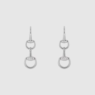 Gucci Horsebit 18K Drop Diamond Earrings, White Gold, White Gold