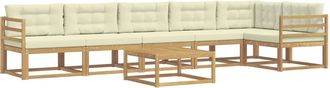 vidaXL Conjunto De Sof&aacute;s De Exterior 7 Uds. Blanco Y Crema Poli&eacute;ster Vidaxl
