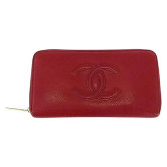 Chanel Pre-owned Wallets, female, Red, Size: ONE SIZE Pre-owned Leather Long Wallet - Coco Mark