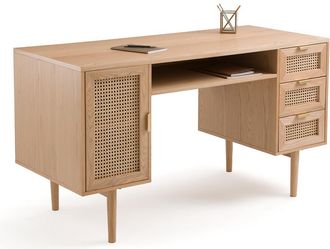 Sohome Bureau dubbele blok in gefineerd eiken en rotan, Loris