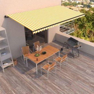 vidaXL Toldo Retr&aacute;ctil Manual Amarillo Y Blanco 600x350 Cm Vidaxl