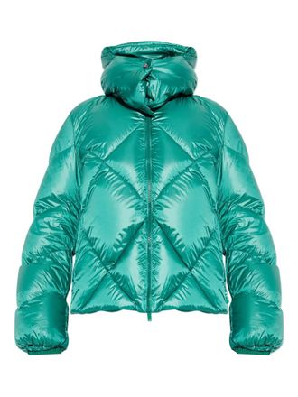 Add quilted-hooded jacket - women - Polyamide/Polyamide/Feather/Down - 40 - Green