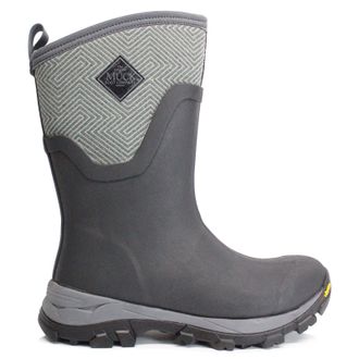 The Original Muck Boot Company Arctic Ice Mid Synthetic Textile Womens Mid Calf Boots - Black Gray Geometric - Size:UK 8