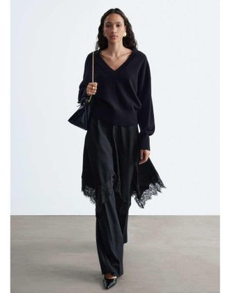 & Other Stories maglione corto a maniche lunghe con scollo a V nero