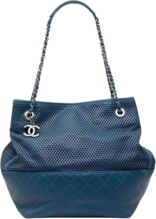 Chanel Pre-owned Up In The Air North South Tote - Dames - Vintage Schoudertas - Blauw - ONE Size - Leer - Vintage