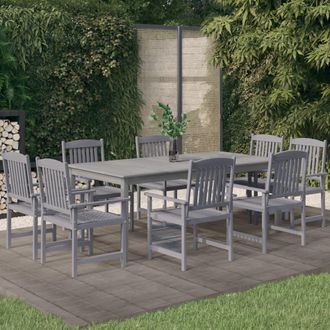 vidaXL Juego De Comedor Para Jard&iacute;n 9 Piezas Madera Maciza Acacia Gris Vidaxl