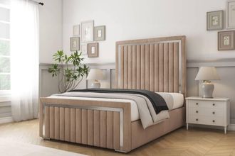 Comfort Beds Boston Chrome Naples Bed Frame With Mattress-50 Upholstered in Light Brown | Size: Single