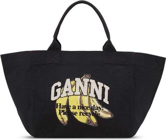 Ganni Shopper Xxl Banana Print