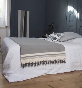 Febronie Manta plaid algod&oacute;n gris medio 130x170