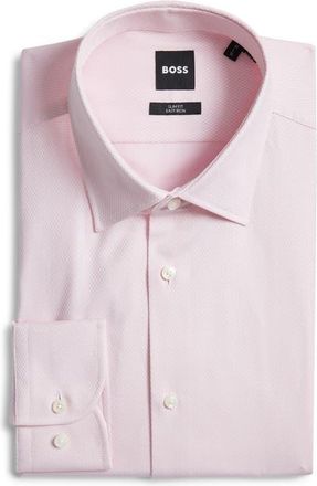 BOSS Hank Slim Fit Cotton Dress Shirt in Light/Pastel Pink at Nordstrom, Size 16.5R