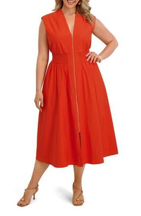 Kensie Front Zip Midi Dress in Terracota at Nordstrom Rack, Size 1X