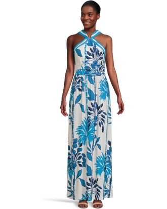 Lilly Pulitzer Devena Maxi Dress Womens Coconut Tropical Halter Neck GBO3724