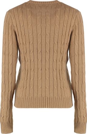 Polo Ralph Lauren Womens Cable Knit Sweater With Long Sleeves Beige Cotton