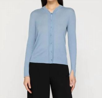 Lafayette 148 New York Fine Gauge Cashmere & Silk Cardigan In Paper Blue