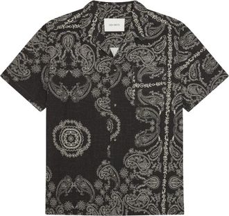 Les Deux Paisley AOP Short Sleeve Shirt - Heren - Korte mouwen Overhemden - Zwart - XS - Overhemden