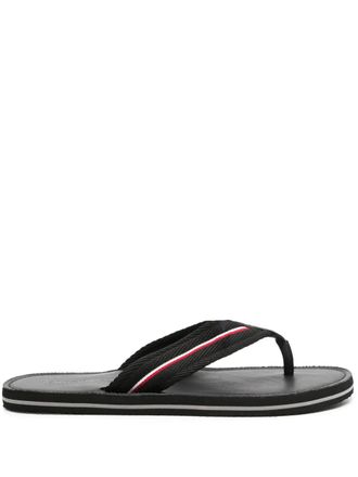 Tommy Hilfiger stripe-detail flip flops - men - Polyester/Polyamide/Rubber - 44 - Black